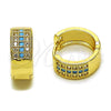 Argolla Huggie 02.267.0119.5.15 Oro Laminado, con Micro Pave Turquoise y Blanca, Pulido, Tono Dorado