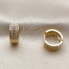 Argolla Huggie 02.267.0119.6.15 Oro Laminado, con Micro Pave Multicolor y Blanca, Pulido, Tono Dorado