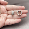 Argolla Huggie 02.267.0119.7.15 Rodio Laminado, con Micro Pave Blanca, Pulido, Rodinado