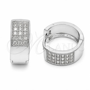 Argolla Huggie 02.267.0119.7.15 Rodio Laminado, con Micro Pave Blanca, Pulido, Rodinado