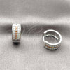 Argolla Huggie 02.267.0119.8.15 Rodio Laminado, con Micro Pave Granate y Blanca, Pulido, Rodinado