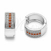 Argolla Huggie 02.267.0119.8.15 Rodio Laminado, con Micro Pave Granate y Blanca, Pulido, Rodinado