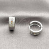 Argolla Huggie 02.267.0119.13.15 Rodio Laminado, con Micro Pave Multicolor y Blanca, Pulido, Rodinado