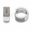 Argolla Huggie 02.267.0119.13.15 Rodio Laminado, con Micro Pave Multicolor y Blanca, Pulido, Rodinado