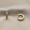 Argolla Huggie 02.267.0120.12 Oro Laminado, con Micro Pave Blanca, Pulido, Tono Dorado