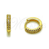 Argolla Huggie 02.267.0120.12 Oro Laminado, con Micro Pave Blanca, Pulido, Tono Dorado