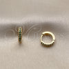 Argolla Huggie 02.267.0120.1.12 Oro Laminado, con Micro Pave Verde, Pulido, Tono Dorado