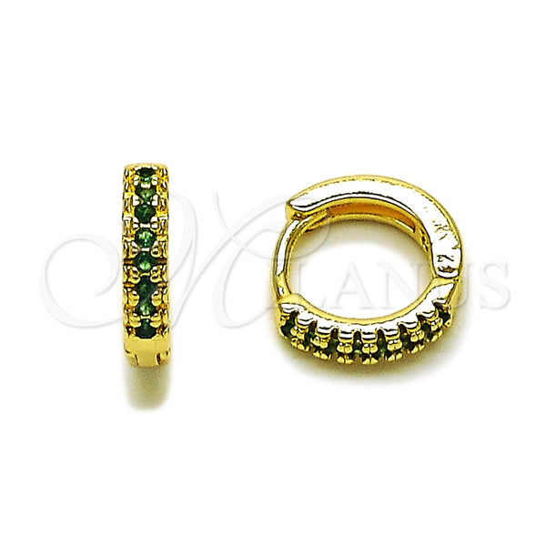 Argolla Huggie 02.267.0120.1.12 Oro Laminado, con Micro Pave Verde, Pulido, Tono Dorado