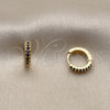 Argolla Huggie 02.267.0120.2.12 Oro Laminado, con Micro Pave Zafiro Azul, Pulido, Tono Dorado