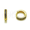 Argolla Huggie 02.267.0120.2.12 Oro Laminado, con Micro Pave Zafiro Azul, Pulido, Tono Dorado