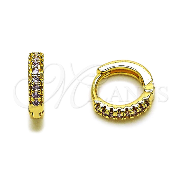 Argolla Huggie 02.267.0120.3.12 Oro Laminado, con Micro Pave Amatista, Pulido, Tono Dorado
