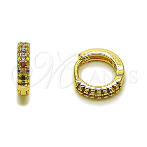 Argolla Huggie 02.267.0120.4.12 Oro Laminado, con Micro Pave Multicolor, Pulido, Tono Dorado