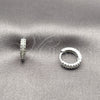 Argolla Huggie 02.267.0120.5.12 Rodio Laminado, con Micro Pave Blanca, Pulido, Rodinado