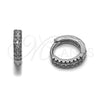 Argolla Huggie 02.267.0120.5.12 Rodio Laminado, con Micro Pave Blanca, Pulido, Rodinado