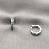 Argolla Huggie 02.267.0120.6.12 Rodio Laminado, con Micro Pave Verde, Pulido, Rodinado