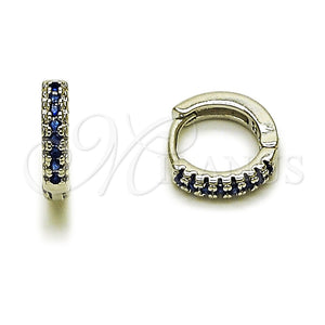 Argolla Huggie 02.267.0120.7.12 Rodio Laminado, con Micro Pave Zafiro Azul, Pulido, Rodinado