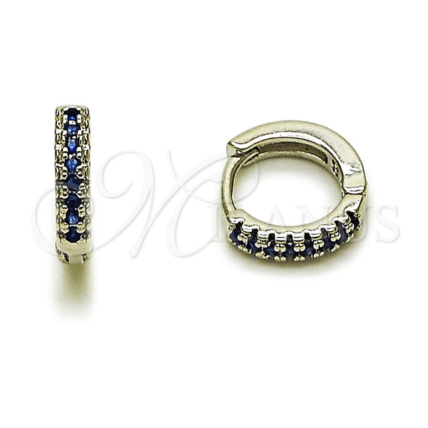 Argolla Huggie 02.267.0120.7.12 Rodio Laminado, con Micro Pave Zafiro Azul, Pulido, Rodinado