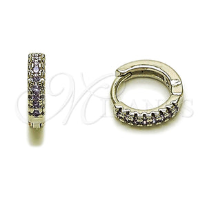 Argolla Huggie 02.267.0120.8.12 Rodio Laminado, con Micro Pave Amatista, Pulido, Rodinado