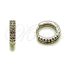 Argolla Huggie 02.267.0120.9.12 Rodio Laminado, con Micro Pave Multicolor, Pulido, Rodinado