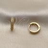Argolla Huggie 02.267.0120.14 Oro Laminado, con Micro Pave Blanca, Pulido, Tono Dorado