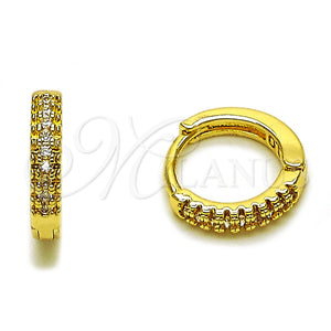 Argolla Huggie 02.267.0120.14 Oro Laminado, con Micro Pave Blanca, Pulido, Tono Dorado