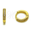 Argolla Huggie 02.267.0120.14 Oro Laminado, con Micro Pave Blanca, Pulido, Tono Dorado