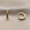 Argolla Huggie 02.267.0120.1.14 Oro Laminado, con Micro Pave Verde, Pulido, Tono Dorado