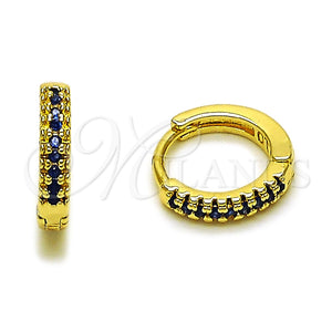Argolla Huggie 02.267.0120.2.14 Oro Laminado, con Micro Pave Zafiro Azul, Pulido, Tono Dorado