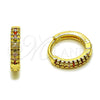 Argolla Huggie 02.267.0120.4.14 Oro Laminado, con Micro Pave Multicolor, Pulido, Tono Dorado