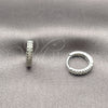 Argolla Huggie 02.267.0120.5.14 Rodio Laminado, con Micro Pave Blanca, Pulido, Rodinado