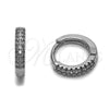 Argolla Huggie 02.267.0120.5.14 Rodio Laminado, con Micro Pave Blanca, Pulido, Rodinado