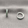 Argolla Huggie 02.267.0120.6.14 Rodio Laminado, con Micro Pave Verde, Pulido, Rodinado