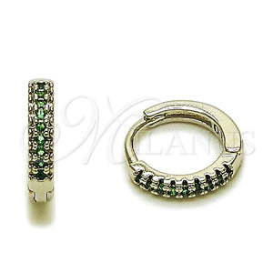 Argolla Huggie 02.267.0120.6.14 Rodio Laminado, con Micro Pave Verde, Pulido, Rodinado