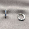 Argolla Huggie 02.267.0120.7.14 Rodio Laminado, con Micro Pave Zafiro Azul, Pulido, Rodinado