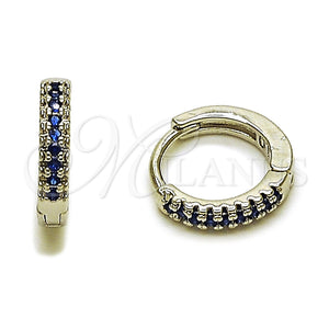 Argolla Huggie 02.267.0120.7.14 Rodio Laminado, con Micro Pave Zafiro Azul, Pulido, Rodinado