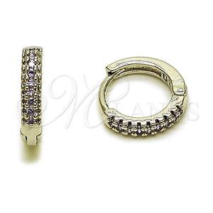 Argolla Huggie 02.267.0120.8.14 Rodio Laminado, con Micro Pave Amatista, Pulido, Rodinado