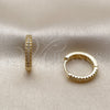 Argolla Huggie 02.267.0120.16 Oro Laminado, con Micro Pave Blanca, Pulido, Tono Dorado