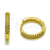 Argolla Huggie 02.267.0120.16 Oro Laminado, con Micro Pave Blanca, Pulido, Tono Dorado