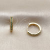 Argolla Huggie 02.267.0120.1.16 Oro Laminado, con Micro Pave Verde, Pulido, Tono Dorado