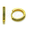 Argolla Huggie 02.267.0120.1.16 Oro Laminado, con Micro Pave Verde, Pulido, Tono Dorado