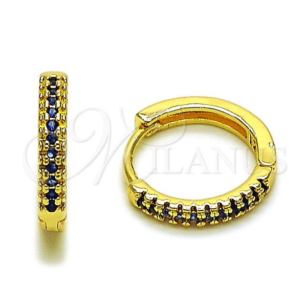 Argolla Huggie 02.267.0120.2.16 Oro Laminado, con Micro Pave Zafiro Azul, Pulido, Tono Dorado