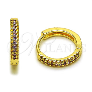 Argolla Huggie 02.267.0120.3.16 Oro Laminado, con Micro Pave Amatista, Pulido, Tono Dorado