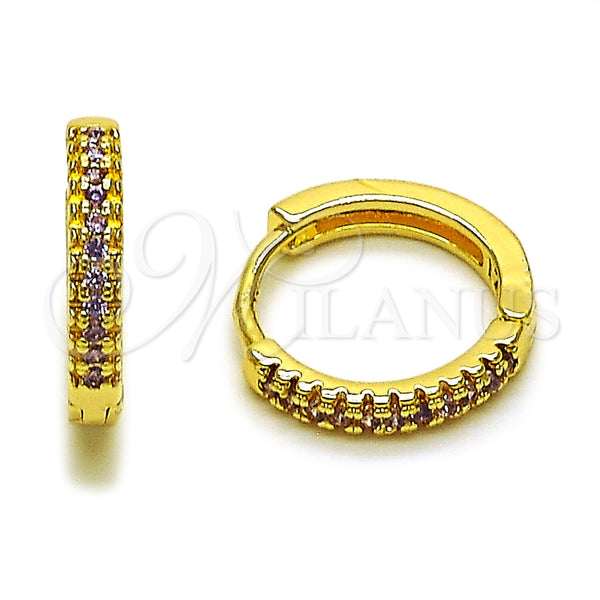 Argolla Huggie 02.267.0120.3.16 Oro Laminado, con Micro Pave Amatista, Pulido, Tono Dorado