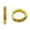 Argolla Huggie 02.267.0120.4.16 Oro Laminado, con Micro Pave Multicolor, Pulido, Tono Dorado