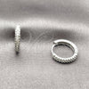 Argolla Huggie 02.267.0120.5.16 Rodio Laminado, con Micro Pave Blanca, Pulido, Rodinado