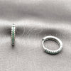 Argolla Huggie 02.267.0120.6.16 Rodio Laminado, con Micro Pave Verde, Pulido, Rodinado