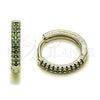 Argolla Huggie 02.267.0120.6.16 Rodio Laminado, con Micro Pave Verde, Pulido, Rodinado