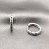Argolla Huggie 02.267.0120.7.16 Rodio Laminado, con Micro Pave Zafiro Azul, Pulido, Rodinado