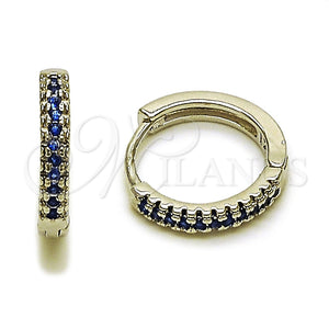 Argolla Huggie 02.267.0120.7.16 Rodio Laminado, con Micro Pave Zafiro Azul, Pulido, Rodinado