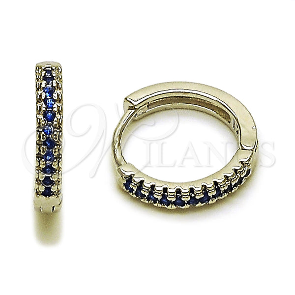 Argolla Huggie 02.267.0120.7.16 Rodio Laminado, con Micro Pave Zafiro Azul, Pulido, Rodinado